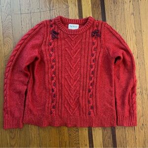 The Reeds cableknit red sweater M medium ribbon bow detailing EUC